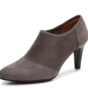 Ecco gray suede Alicante slip on shootie boot shoe 3 inch heel sz EU 38 or 7.5